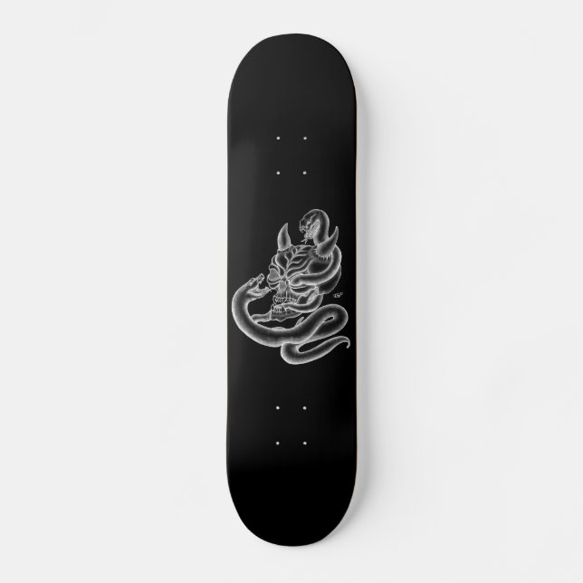 Skull - devil heads with snake skateboard (Front)