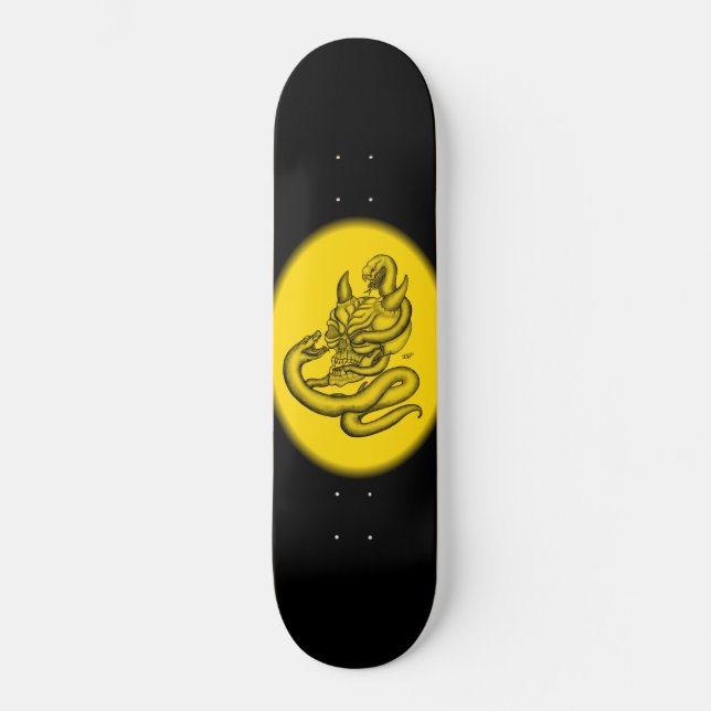 Skull - devil heads with snake skateboard (Front)