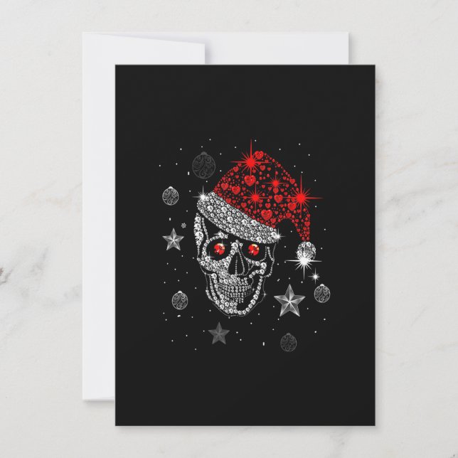 Skull Diamond Santa Hat Gifts Christmas Pajama Xma Invitation (Front)