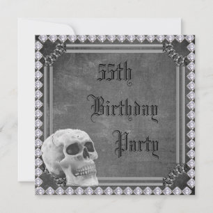Skull & Diamonds Double Sided 55th Birthday Invitation
