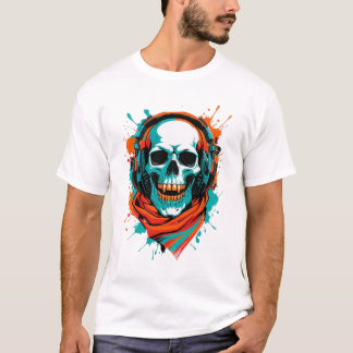 Skull DJ Headphones – Street Art Vibe Music Tee
