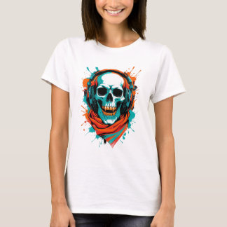 Skull DJ Headphones – Street Art Vibe Music Tee