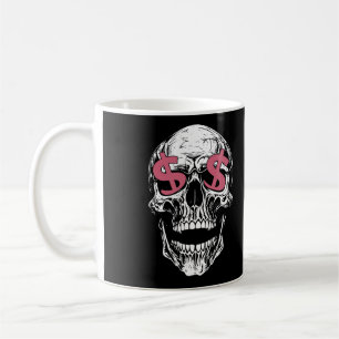 Skull & Dollar Eyes Mug – Dark Money Vibes