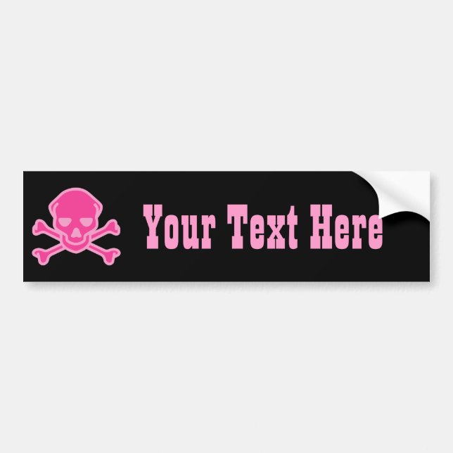 Skull dot Bones dot Pink Bumper Sticker (Front)