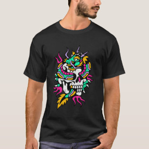 Skull Dragon American Traditional Old School Tatto T-Shirt