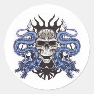 skull&dragons classic round sticker