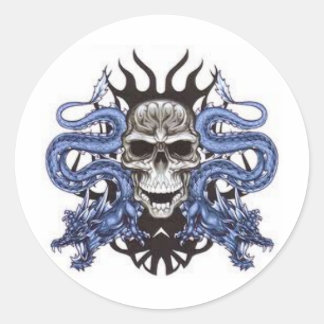 skull&dragons classic round sticker