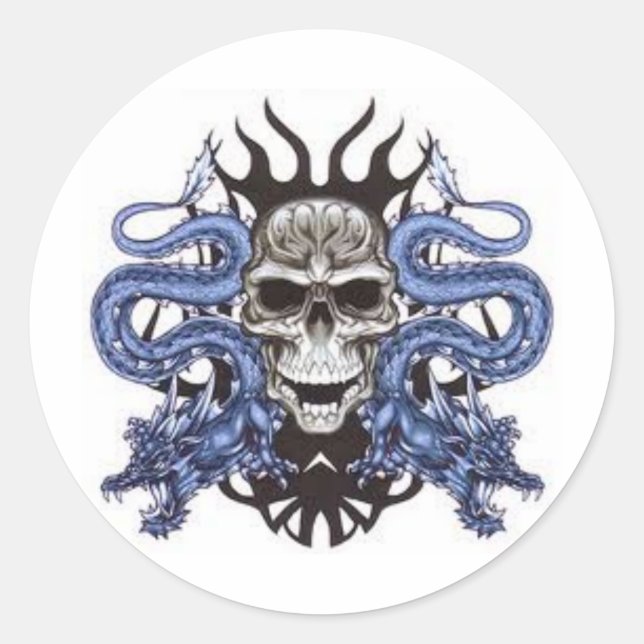 skull&dragons classic round sticker (Front)