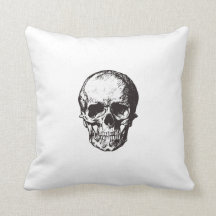 Skull drawing cushion double sided white pillow