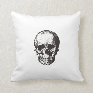 Skull drawing cushion double sided white pillow