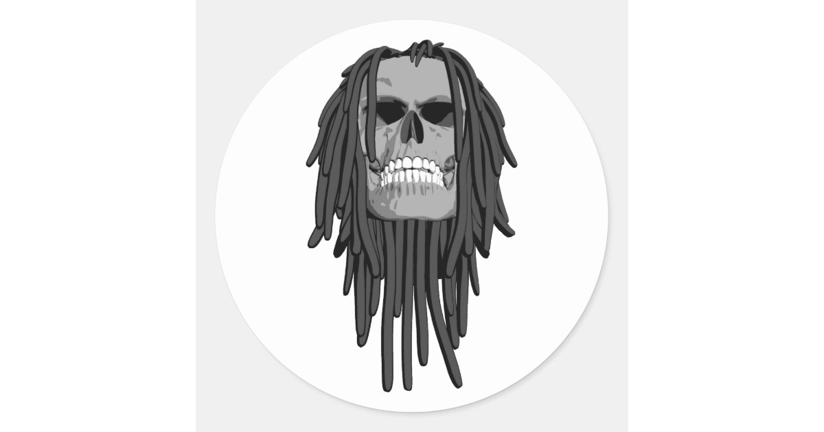 Skull Dreads Classic Round Sticker | Zazzle.co.uk