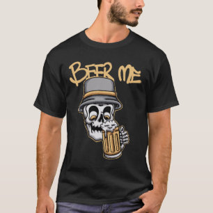 Skull Drinking Beer streetwear  T-Shirt