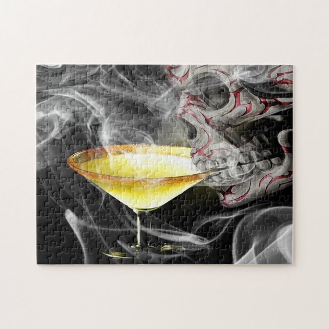 Skull Drinking With smoke Jigsaw Puzzle (Horizontal)