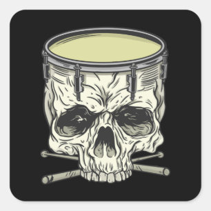SKULL DRUM SQUARE STICKER