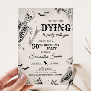 Skull Dying to Party Halloween Birthday Party Invitation
