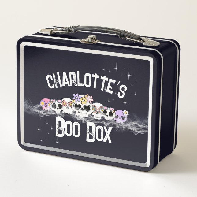 Skull-ebration Boo Box Old School Lunch Box (Front)