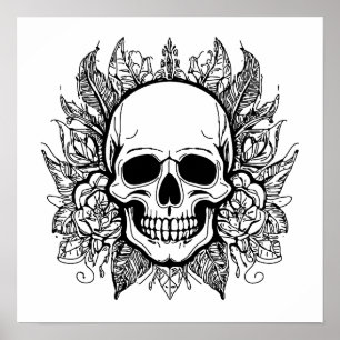 Skull Elegance: Minimalist Gothic Design Poster