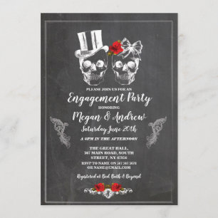 Skull Engagement Party Halloween Gothic Invite