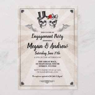 Skull Engagement Party Halloween Wedding Invite