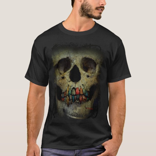 Skull Extreme Close-up with Doors for Teeth T-Shirt (Front)