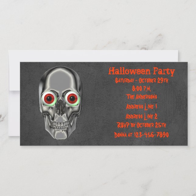 Skull Eyeballs Halloween Party Invite (Front)