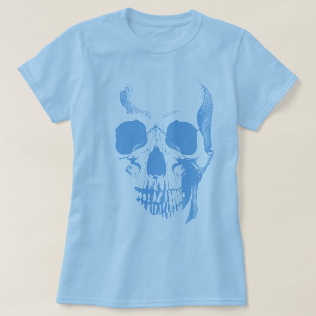 Skull Face Blue T-Shirt (Design Front)