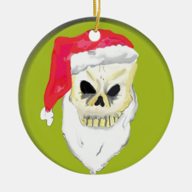 Skull face Christmas Ceramic Tree Decoration (Front)
