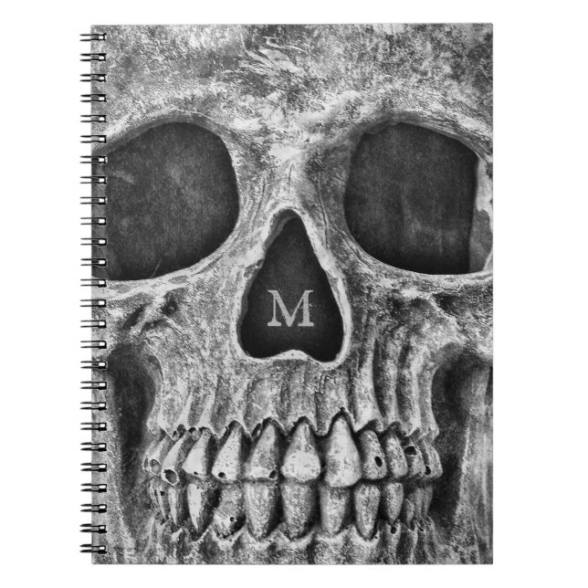 Skull Face Gothic Black White Cool Macabre Notebook (Front)