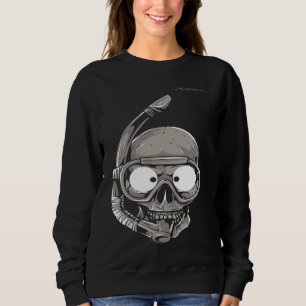 Skull Face in Snorkel Mask Print Dress Sweatshirt