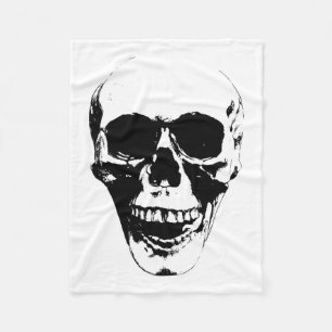 Skull Face Silhouette Grunge Rock Graphic Hallowee Fleece Blanket