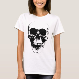Skull Face Silhouette Grunge Rock Graphic Hallowee T-Shirt