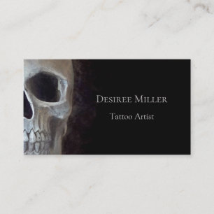 Skull Face Smokey Gothic Black Grey Tattoo Shop Business Card