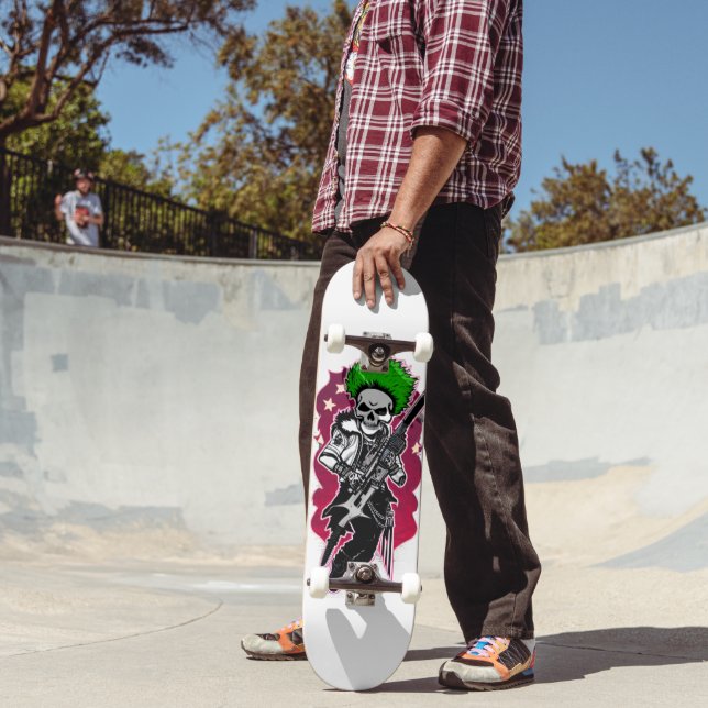 Skull face soldier with green hair skateboard (Outdoor 2)