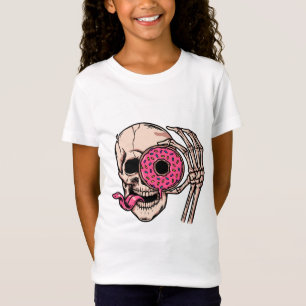 Skull Face With Doughnut dark humour sweet and so T-Shirt