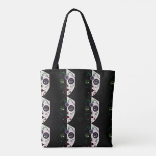 Skull Face Woman Mask Purse Tote Bag