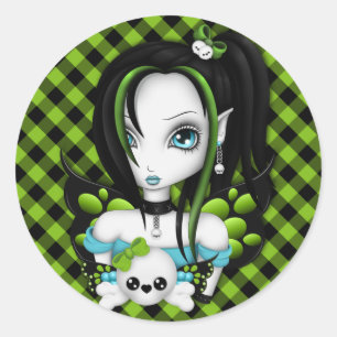 Skull Faery Classic Round Sticker