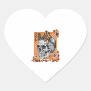 Skull Fall Bow Halloween Heart Sticker