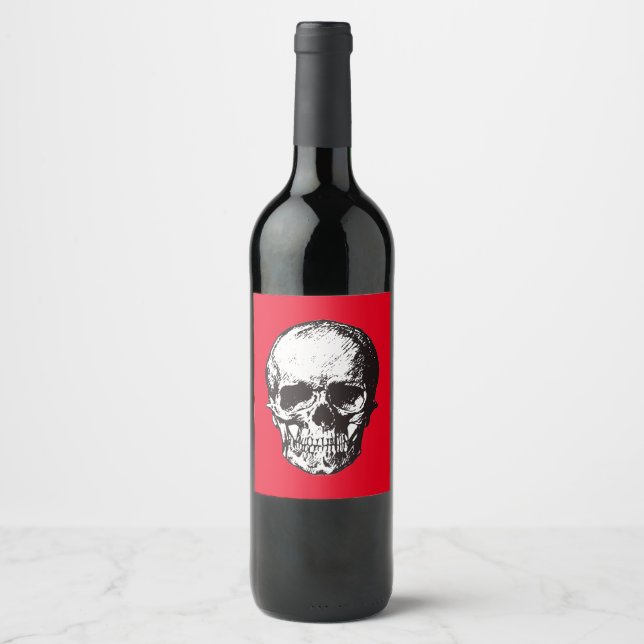 Skull Fantasy Art Rock Punk Heavy Metal Wine Label (Front)