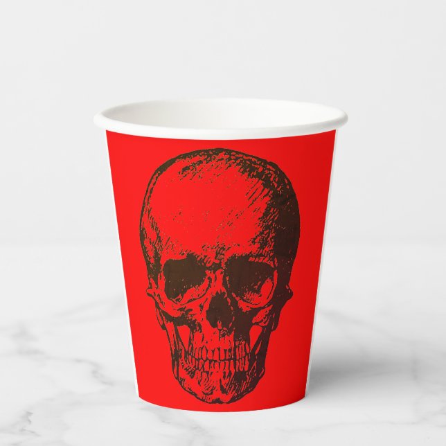 Skull Fantasy Pop Art Rock Punk Heavy Metal Red Paper Cups (Front)