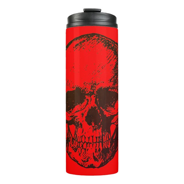 Skull Fantasy Pop Art Rock Punk Heavy Metal Red Thermal Tumbler (Front)