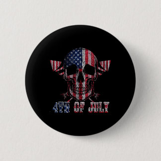 Skull Fireworks Independence Day American Flag 4th 6 Cm Round Badge