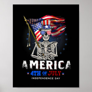 Skull Flag America 4th Of July Independence Day Poster