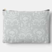 Skull Flame Damask in classic white on white