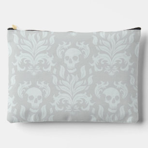 Skull Flame Damask in classic white on white Accessory Pouch