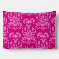 Skull Flame Damask in glitter-effect pink on pink
