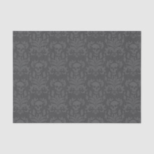 Skull Flame Damask in moody shades of grey Tissue Paper