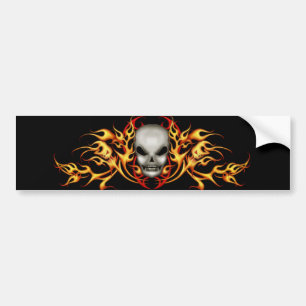 Skull Flames Bumper Sticker
