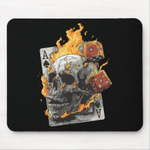 Skull Flames Dice Playing Cards Poker Tarot Skelet Mouse Mat