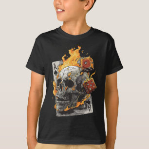 Skull Flames Dice Playing Cards Poker Tarot Skelet T-Shirt