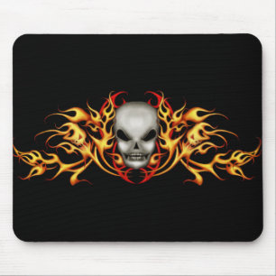 Skull Flames   Mousepad - black back